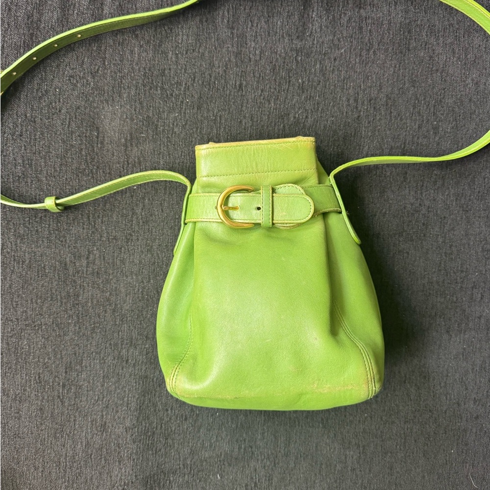 Vintage COACH Green Leather Bucket Bag